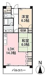 TADコンフォート大内 2LDKの間取図画像