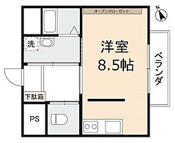 ヴェルス宮脇 1階ワンルームの間取り