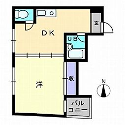 メゾン塩屋 1DKの間取図画像
