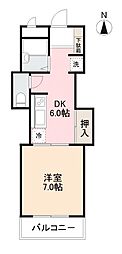 西町ハイツ 1DKの間取図画像