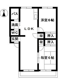 フレグランス前田A棟 2LDKの間取図画像