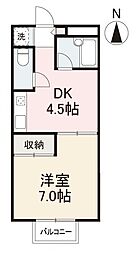 フォレストテン 1DKの間取図画像