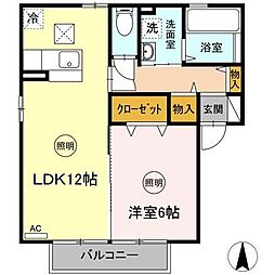 ルーチェ　Ｃ棟 1階1LDKの間取り