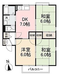 ロイヤルコート桜町A 3DKの間取図画像