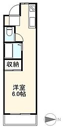 西町ハイツ ワンルームの間取図画像