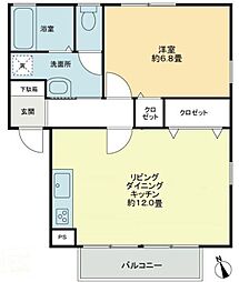 フォブール鶴見B 1LDKの間取図画像