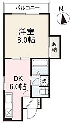 ベルエール八本松 1DKの間取図画像