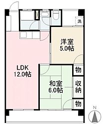 メルベール木太 2LDKの間取図画像