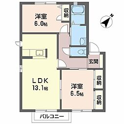 ジュネス・タウンB 2LDKの間取図画像