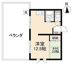 グランドール幸 ワンルームの間取図画像
