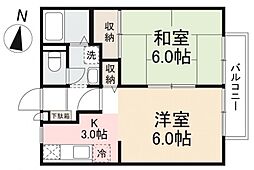 JAタウン国分寺 2Kの間取図画像