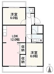 フジタハイツ 2LDKの間取図画像