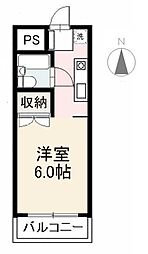 花の宮マンション 1Kの間取図画像
