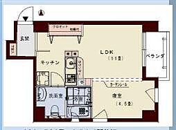 コリドールＬｉｖｅ 4階1LDKの間取り