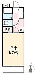 ラフィネ・ノワール高松 4階1Kの間取り