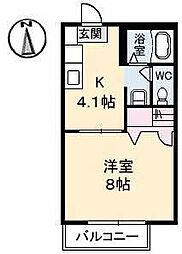 カサベルデ3 1Kの間取図画像