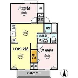 サンハイツMB 2LDKの間取図画像