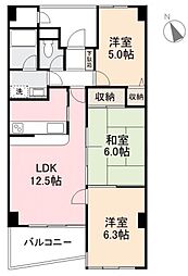 ユートピアヒルズ 5階3LDKの間取り