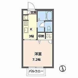 コーポソレイユ 1Kの間取図画像