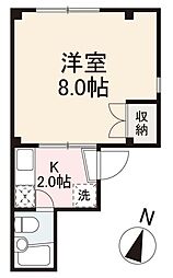 ホーミィ西宝 1Kの間取図画像