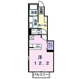 リバティハウスC ワンルームの間取図画像