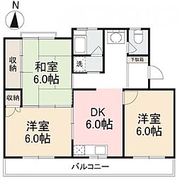 伏石第1ハイツ 3DKの間取図画像
