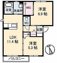 サンフィットA 2LDKの間取図画像