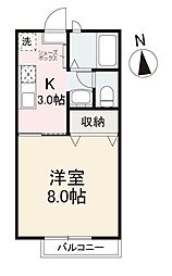 ロアールJUN 1Kの間取図画像