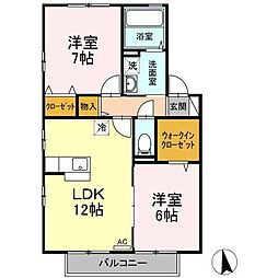 フォルテシモ木太A 2LDKの間取図画像