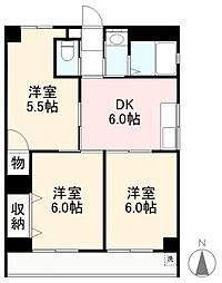 楠上ビューハイツ 1LDKの間取図画像
