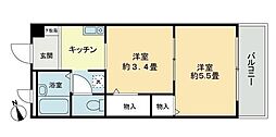 フィネス中屋敷 2Kの間取図画像