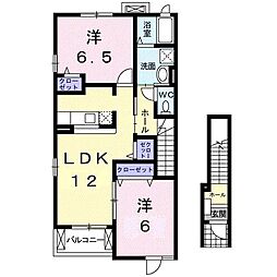 グランデカーサE 2LDKの間取図画像
