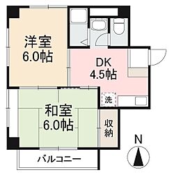 丸長館 2DKの間取図画像
