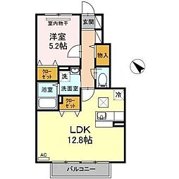 エスポワールB 1LDKの間取図画像