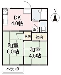 コーポ松永 2DKの間取図画像