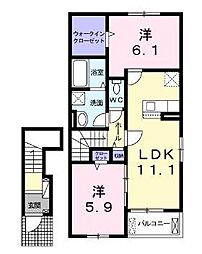 クレストールKM2 2LDKの間取図画像
