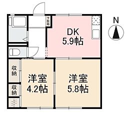 フォーブル屋島 2DKの間取図画像