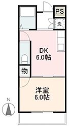 伊鍋ハイツ 1DKの間取図画像