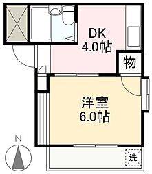 黒川ハイツ 1DKの間取図画像