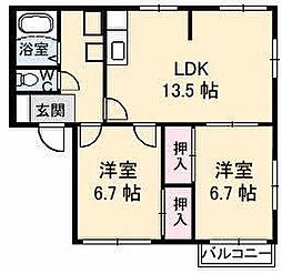 フレグランス石川 2LDKの間取図画像