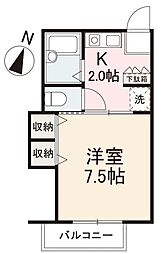 イマニティアパートメント 1Kの間取図画像
