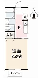 ビレッタ上原 1Kの間取図画像