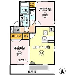 リジェールA 2LDKの間取図画像