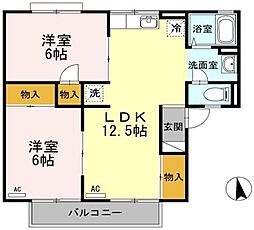 グランハイツ屋島 2LDKの間取図画像