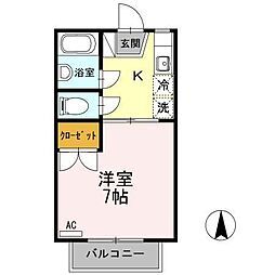 コンフォート屋島 1Kの間取図画像