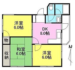 ウッドネスト木太 3DKの間取図画像