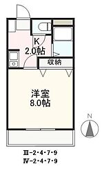 クレイドル3 1Kの間取図画像