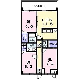 オーブ木太 3LDKの間取図画像