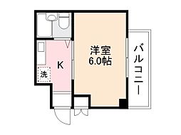 スターライト錦町 1Kの間取図画像