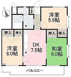 モアグロリーA 3DKの間取図画像